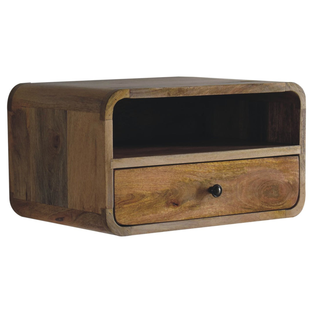 Large Floating Bedside, 1 Drawer, 1 Open Slot, Oak-ish, Light Brown
