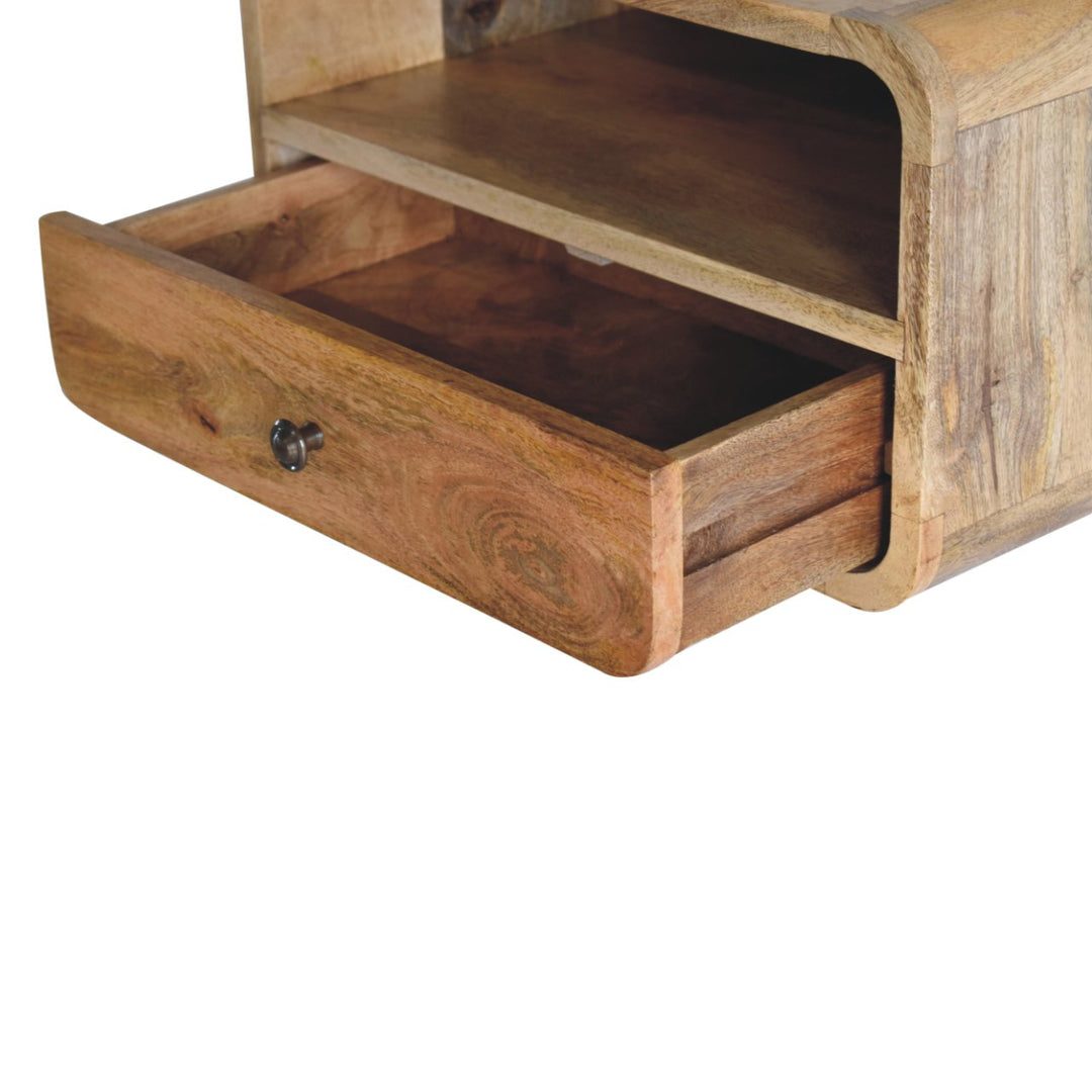 Large Floating Bedside, 1 Drawer, 1 Open Slot, Oak-ish, Light Brown