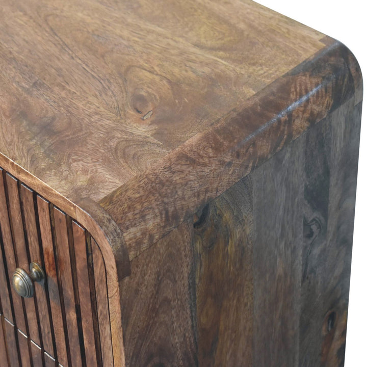 Solid Wood Honey Caramel T-Bar Ridged Chest, 3-Drawer, Brown