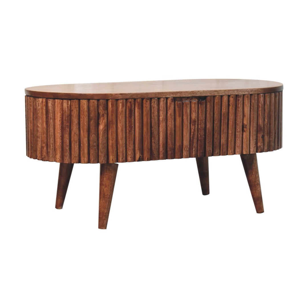 Solid Wood Honey Caramel Mokka Coffee Table, Nordic Legs, Brown