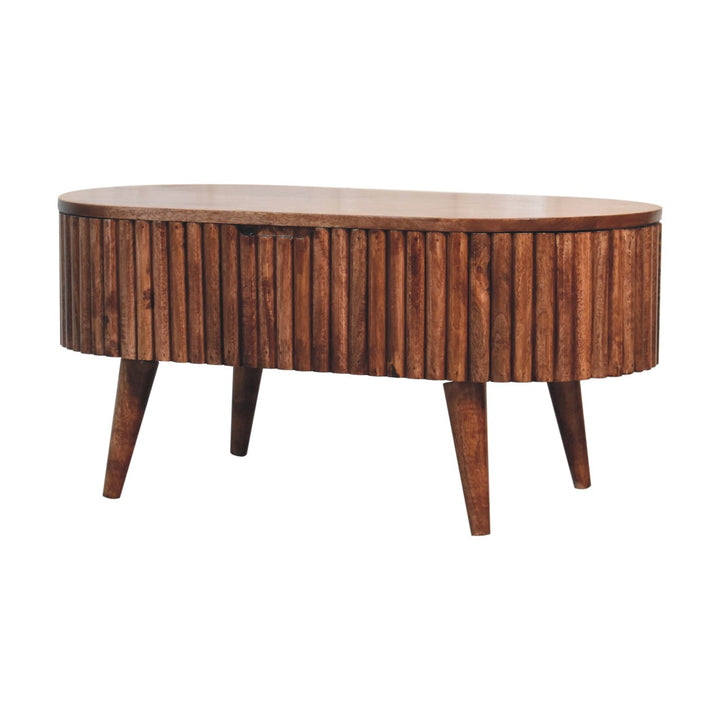Solid Wood Honey Caramel Mokka Coffee Table, Nordic Legs, Brown