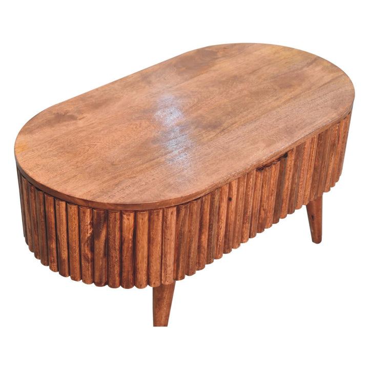 Solid Wood Honey Caramel Mokka Coffee Table, Nordic Legs, Brown