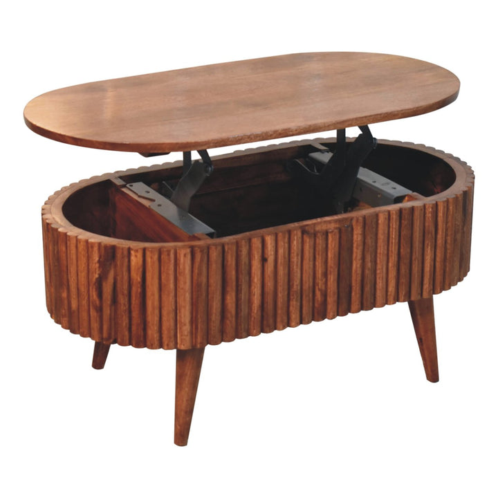 Solid Wood Honey Caramel Mokka Coffee Table, Nordic Legs, Brown