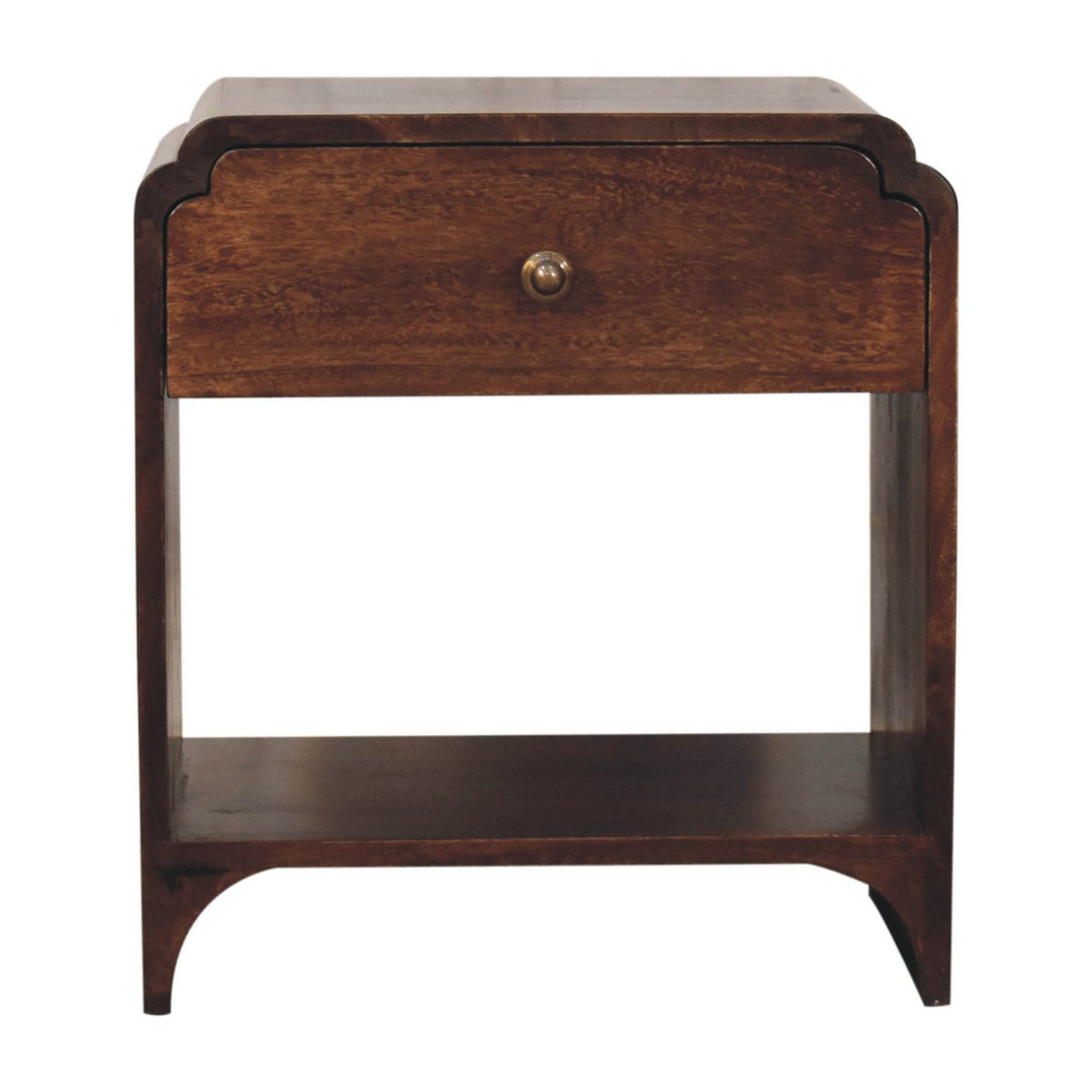 Solid Wood California Walnut Newton Bedside, Open Slot, 1-Drawer, Brown