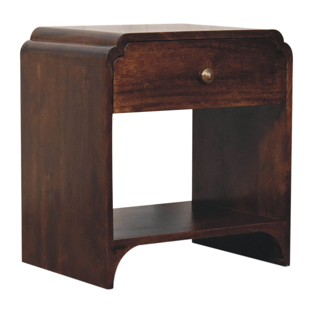 Solid Wood California Walnut Newton Bedside, Open Slot, 1-Drawer, Brown
