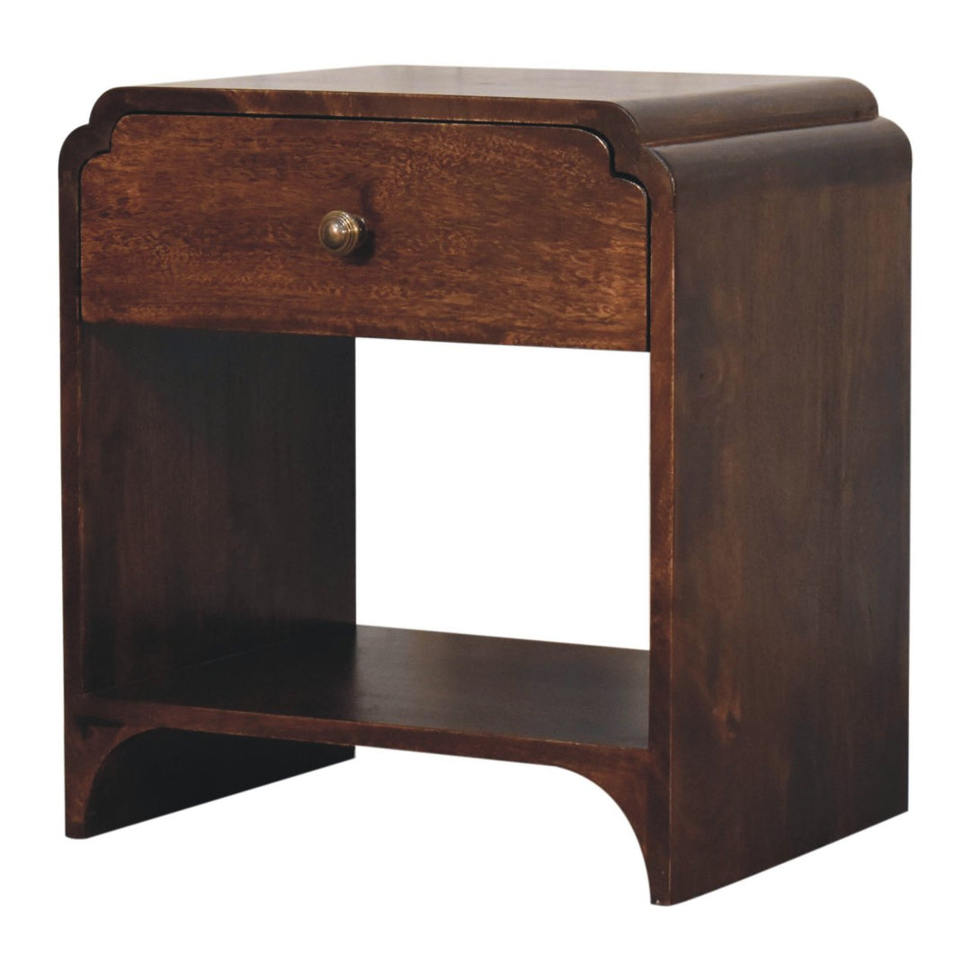 Solid Wood California Walnut Newton Bedside, Open Slot, 1-Drawer, Brown