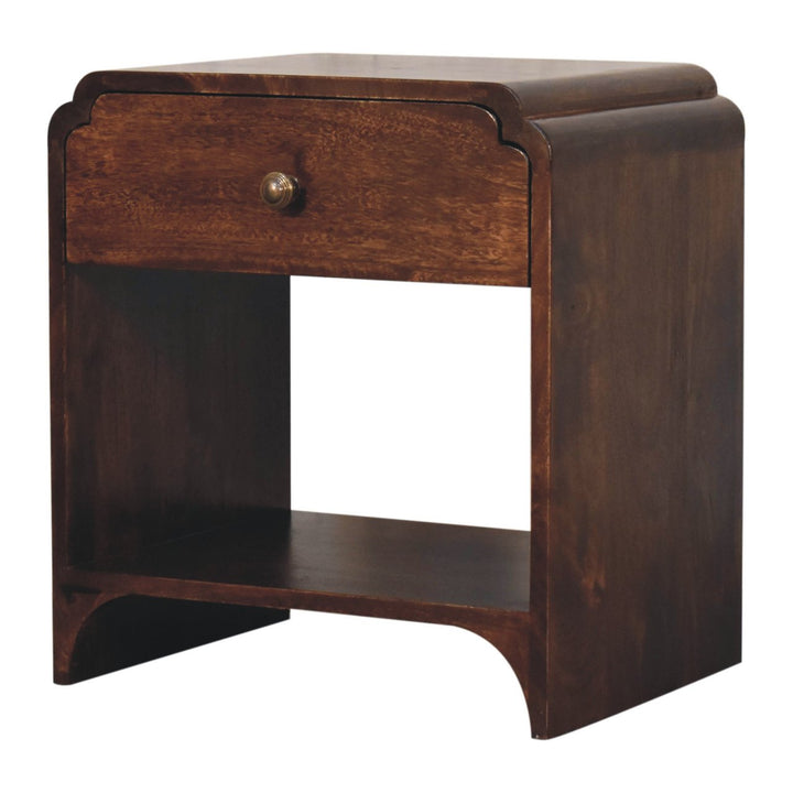 Solid Wood California Walnut Newton Bedside, Open Slot, 1-Drawer, Brown