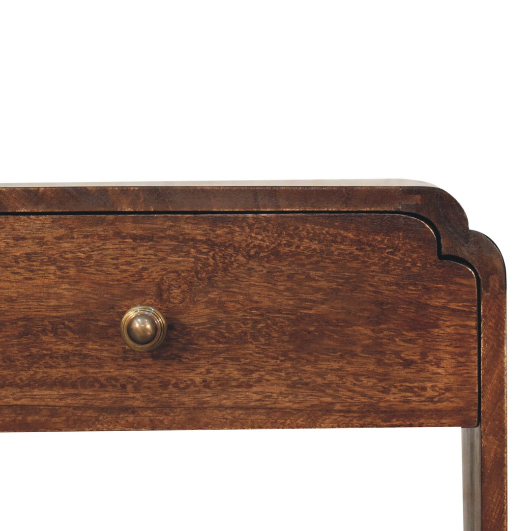 Solid Wood California Walnut Newton Bedside, Open Slot, 1-Drawer, Brown