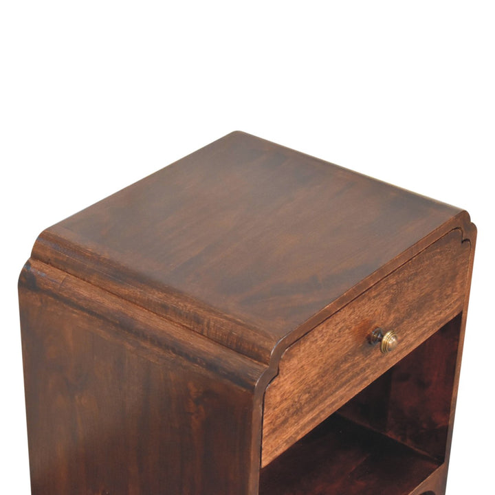 Solid Wood California Walnut Newton Bedside, Open Slot, 1-Drawer, Brown