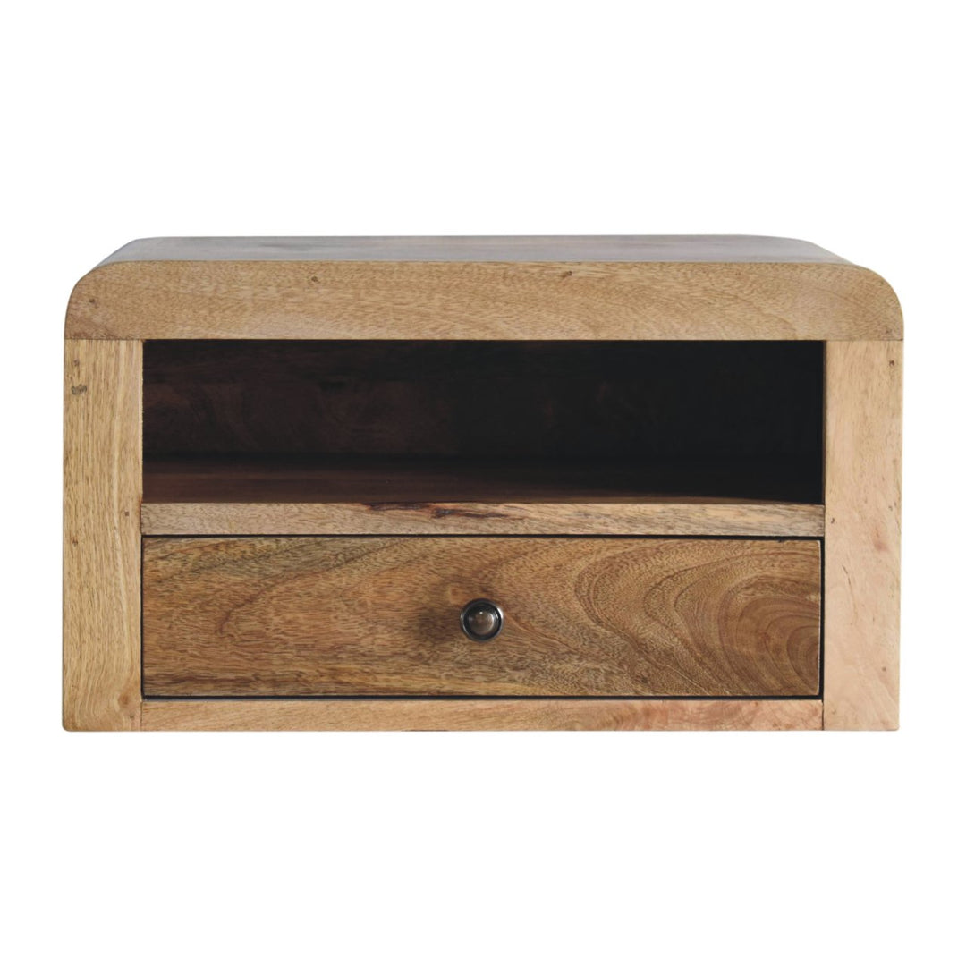 Chunky Floating Bedside,1-Drawer, 1 Open Slot, Oak-ish, Light Brown
