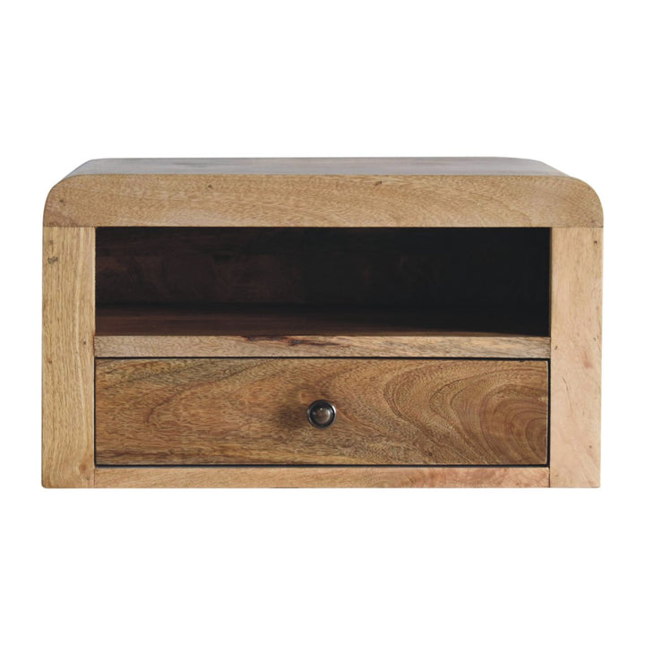 Chunky Floating Bedside,1-Drawer, 1 Open Slot, Oak-ish, Light Brown