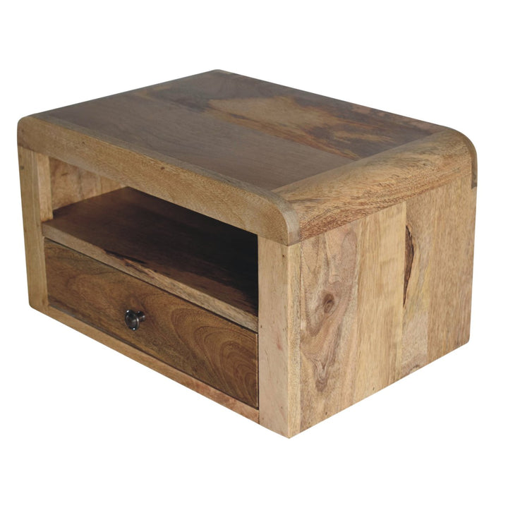 Chunky Floating Bedside,1-Drawer, 1 Open Slot, Oak-ish, Light Brown