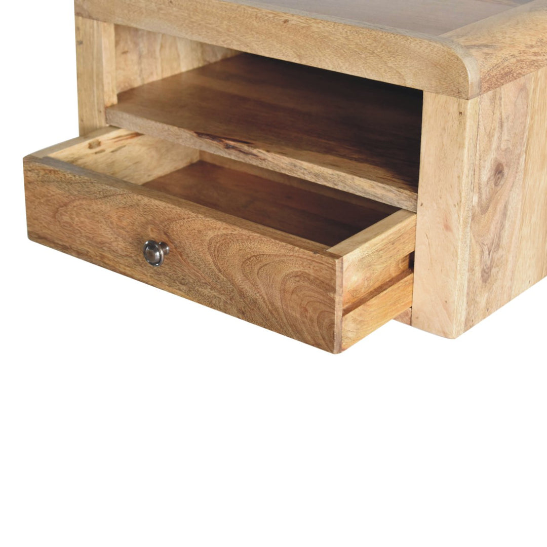 Chunky Floating Bedside,1-Drawer, 1 Open Slot, Oak-ish, Light Brown
