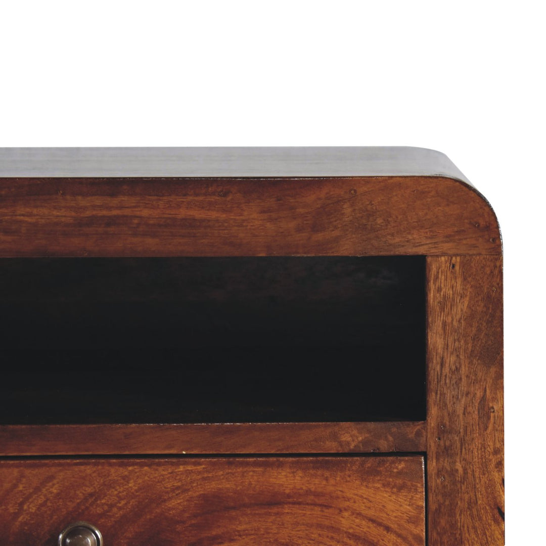 Chunky Chestnut Floating Bedside, 1-Drawer, 1 Open Slot, Brown