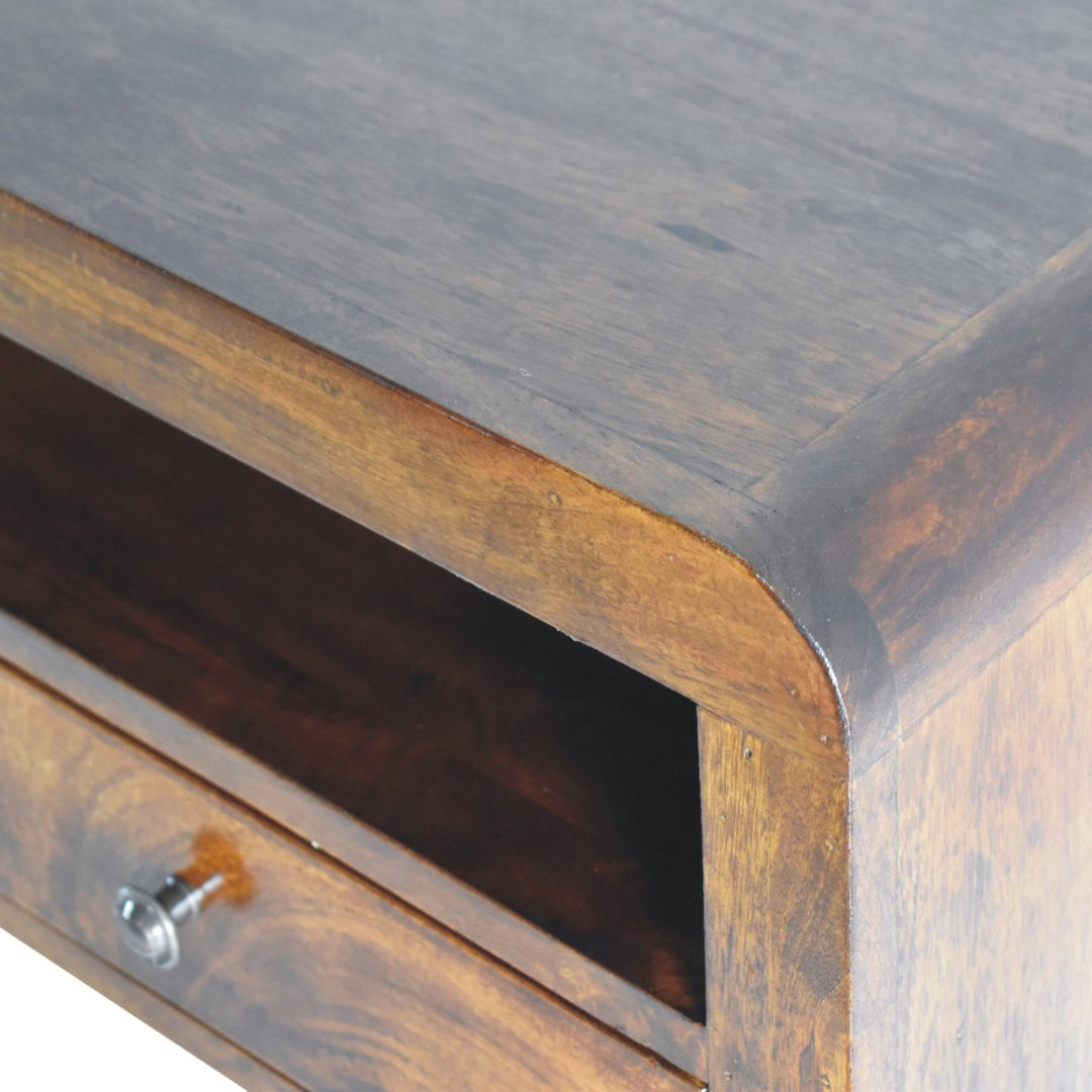 Chunky Chestnut Floating Bedside, 1-Drawer, 1 Open Slot, Brown