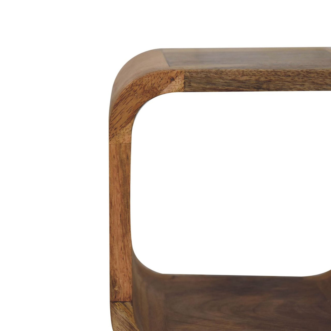 Solid Wood Extra Mini Minimalist Open Curved Oak-ish Bedside