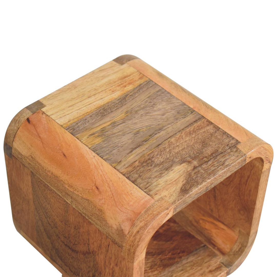 Solid Wood Extra Mini Minimalist Open Curved Oak-ish Bedside