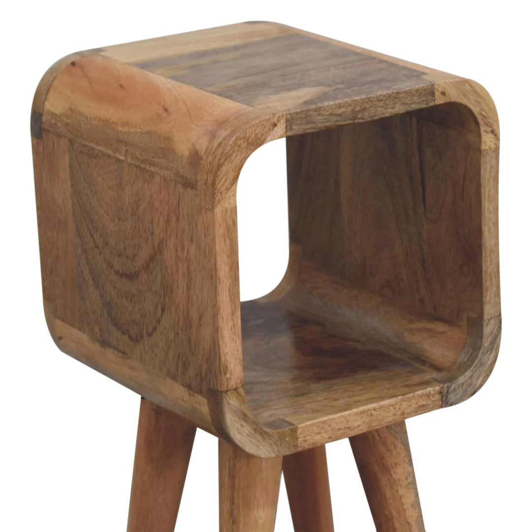 Solid Wood Extra Mini Minimalist Open Curved Oak-ish Bedside