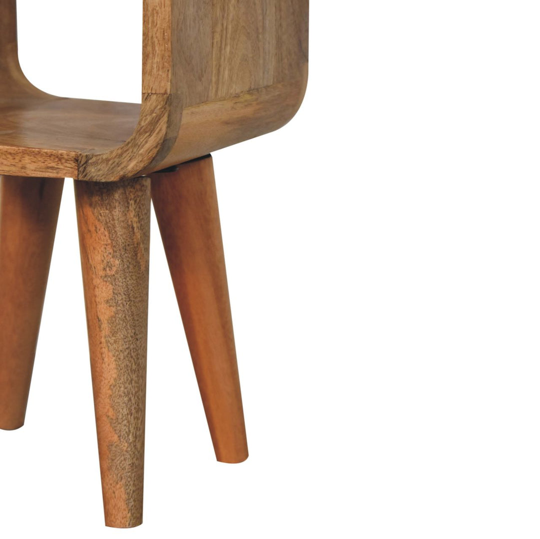 Solid Wood Extra Mini Minimalist Open Curved Oak-ish Bedside