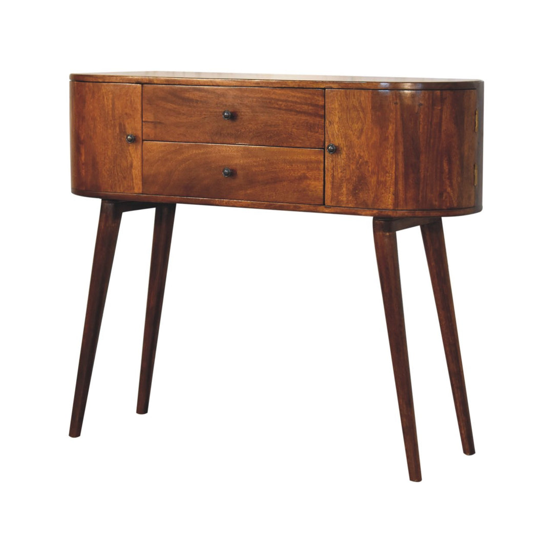 Solid Wood Grove Console Table, 2-Drawers, 2-Storage, Chestnut, Brown