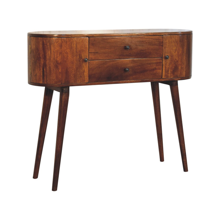 Solid Wood Grove Console Table, 2-Drawers, 2-Storage, Chestnut, Brown