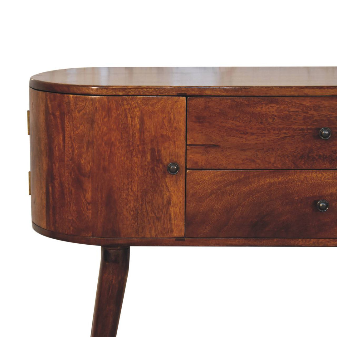 Solid Wood Grove Console Table, 2-Drawers, 2-Storage, Chestnut, Brown