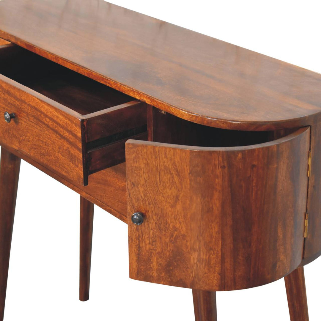 Solid Wood Grove Console Table, 2-Drawers, 2-Storage, Chestnut, Brown