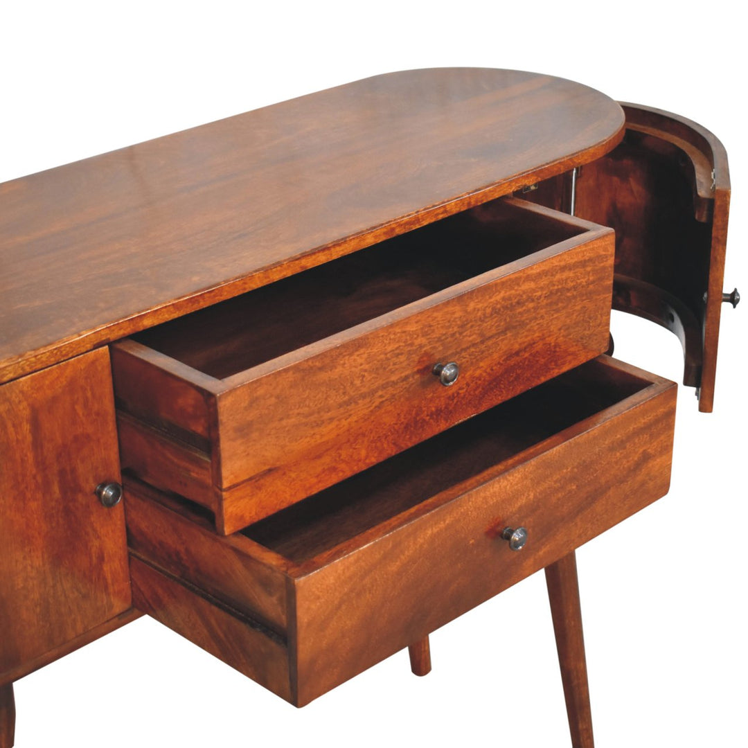 Solid Wood Grove Console Table, 2-Drawers, 2-Storage, Chestnut, Brown