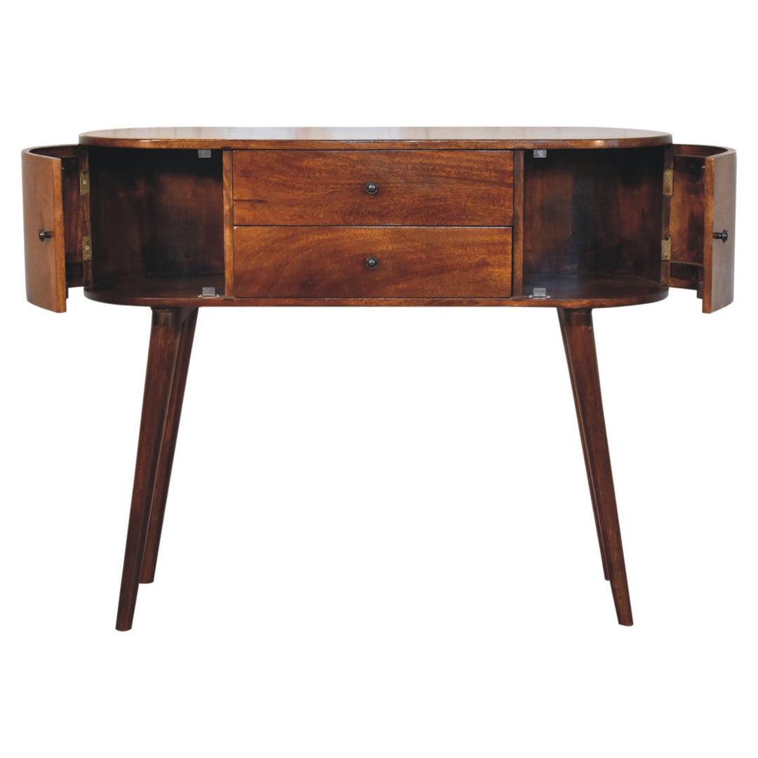 Solid Wood Grove Console Table, 2-Drawers, 2-Storage, Chestnut, Brown