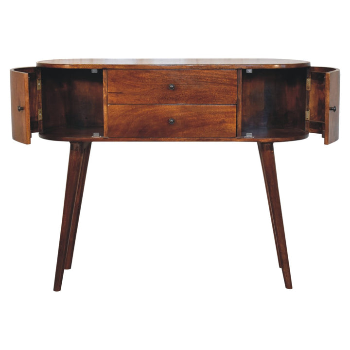 Solid Wood Grove Console Table, 2-Drawers, 2-Storage, Chestnut, Brown