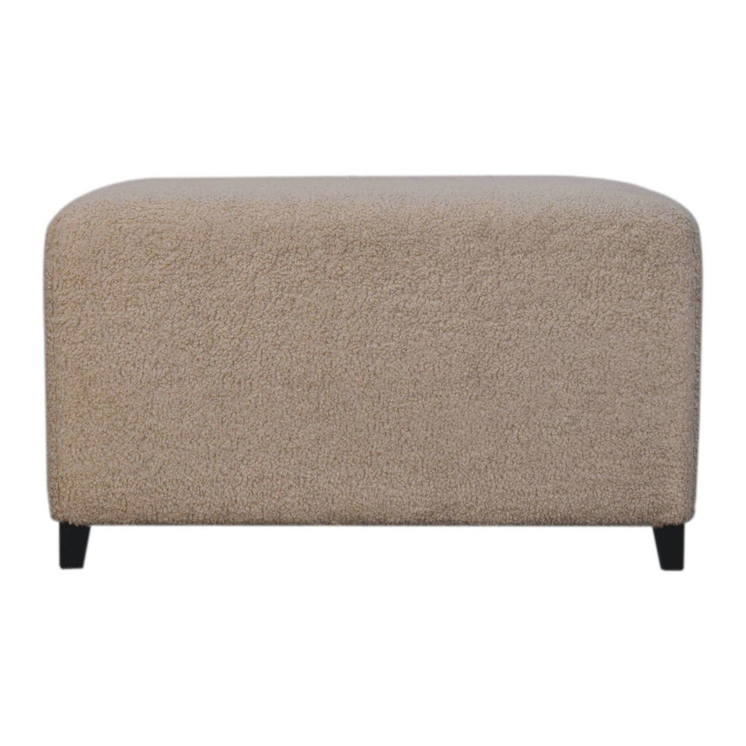 Solid Wood Bliss Cream Bouclé Ottoman