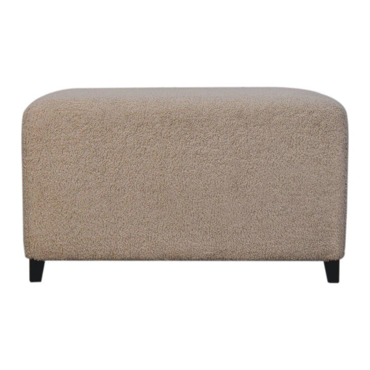 Solid Wood Bliss Cream Bouclé Ottoman