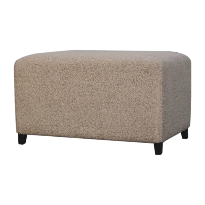 Solid Wood Bliss Cream Bouclé Ottoman