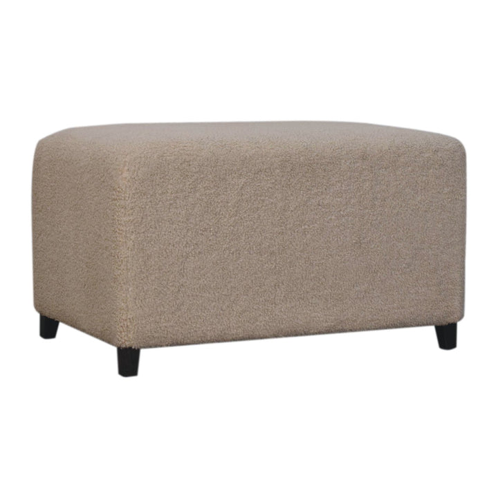 Solid Wood Bliss Cream Bouclé Ottoman