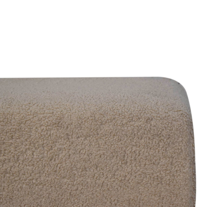 Solid Wood Bliss Cream Bouclé Ottoman