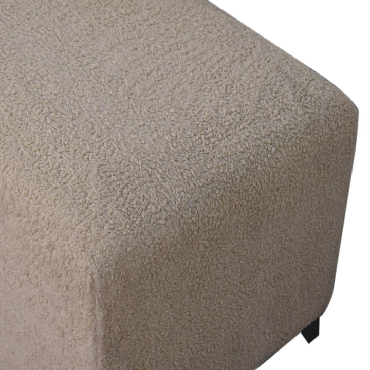 Solid Wood Bliss Cream Bouclé Ottoman