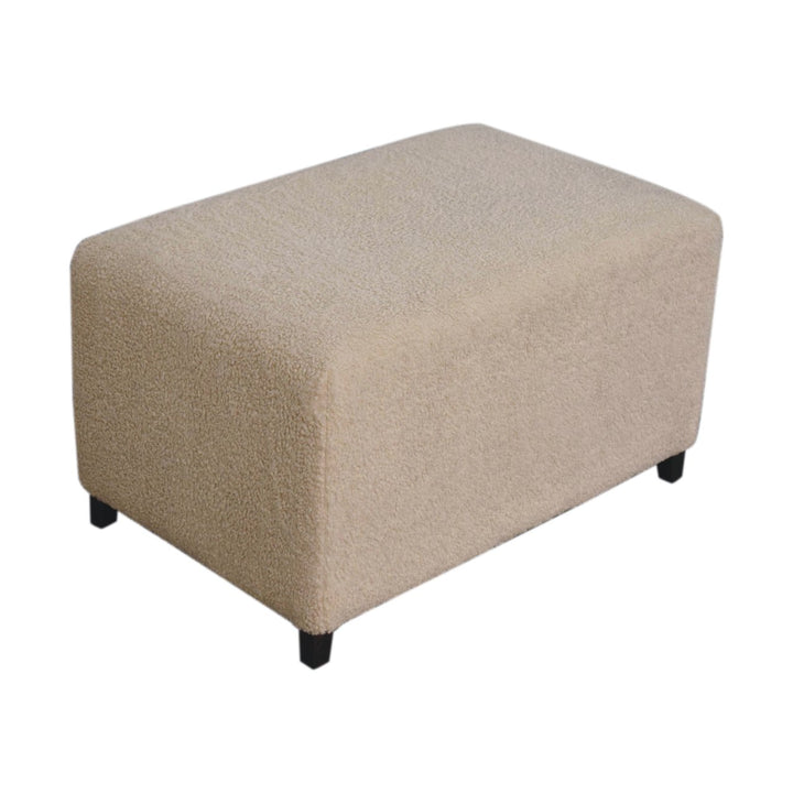 Solid Wood Bliss Cream Bouclé Ottoman