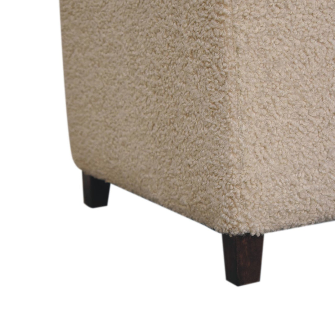 Solid Wood Bliss Cream Bouclé Ottoman