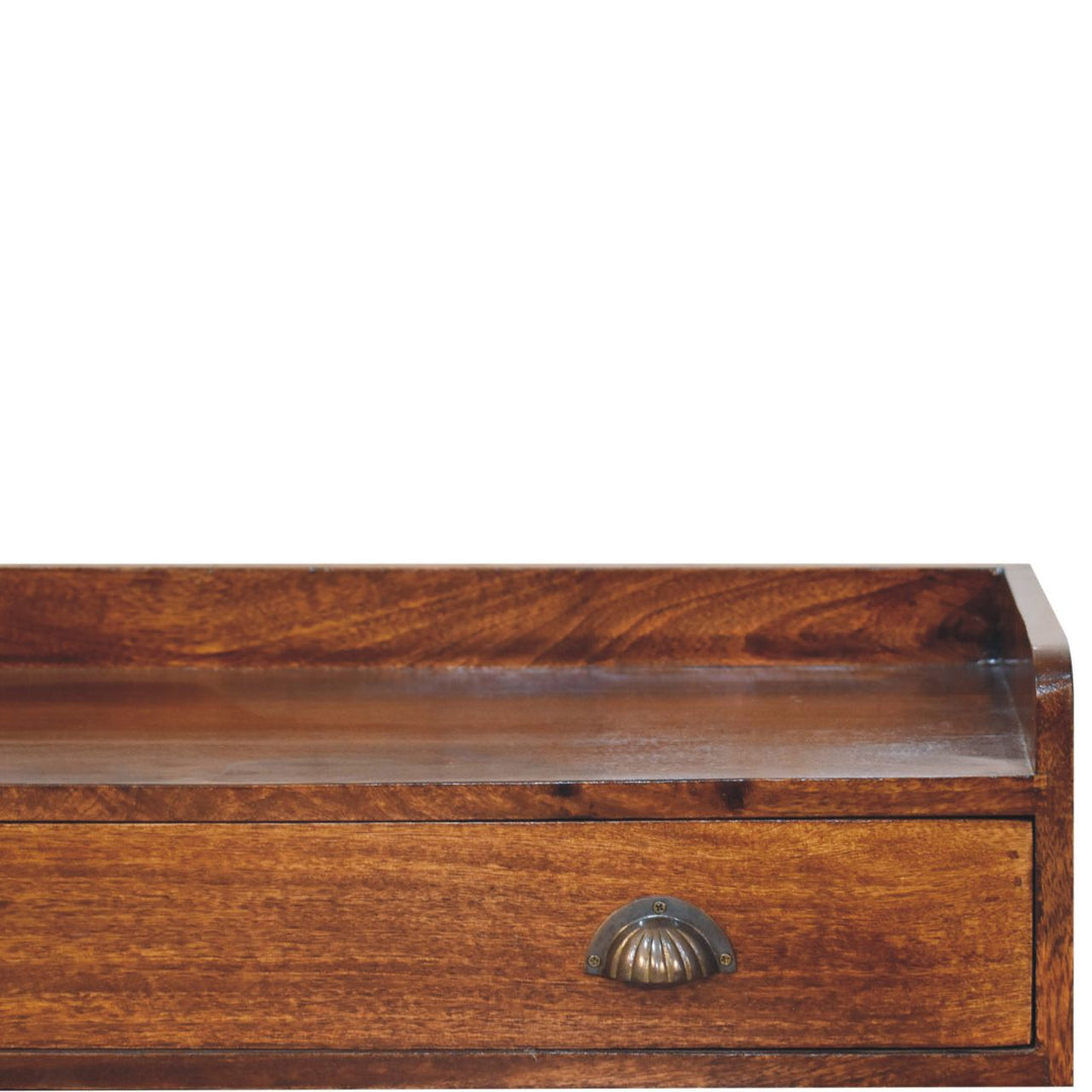 Solid Wood Belmont Wall-Mounted Console, 1 Drawer, 1 Shelf, Brown