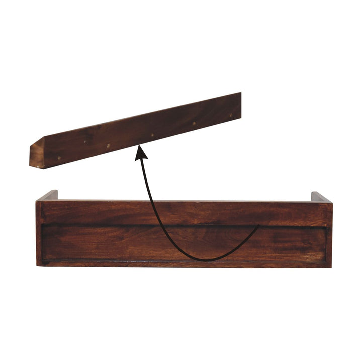 Solid Wood Belmont Wall-Mounted Console, 1 Drawer, 1 Shelf, Brown