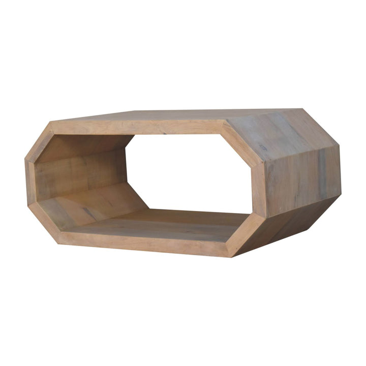 Solid Wood Hexagonal Marble Coffee Table, White