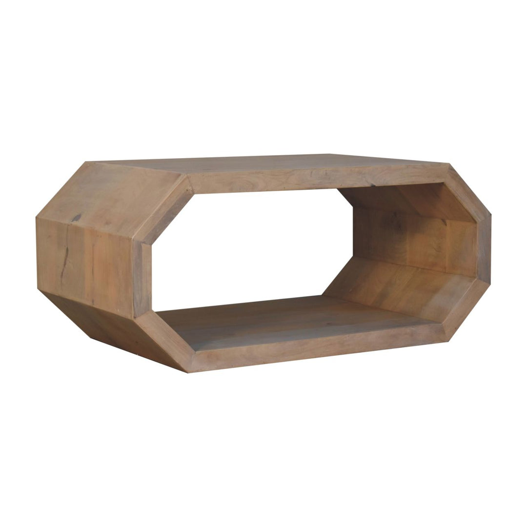 Solid Wood Hexagonal Marble Coffee Table, White