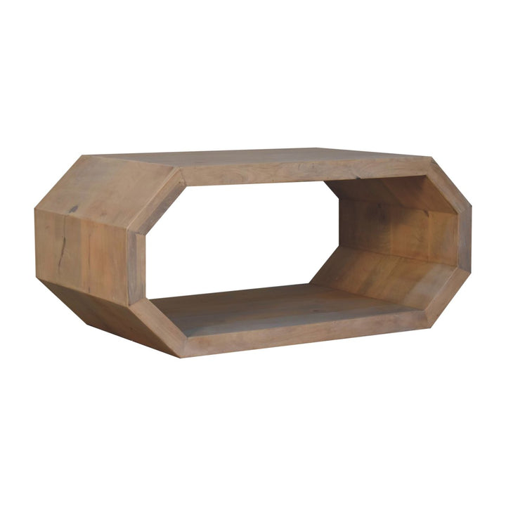 Solid Wood Hexagonal Marble Coffee Table, White