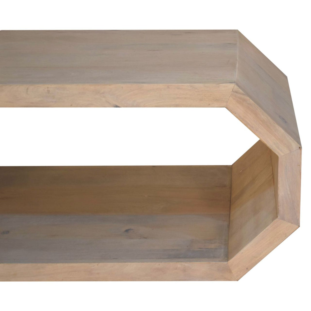 Solid Wood Hexagonal Marble Coffee Table, White