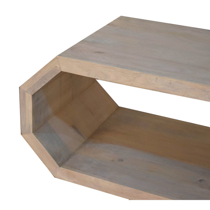 Solid Wood Hexagonal Marble Coffee Table, White