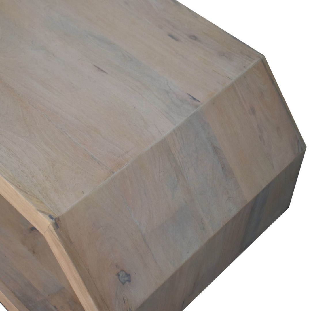 Solid Wood Hexagonal Marble Coffee Table, White