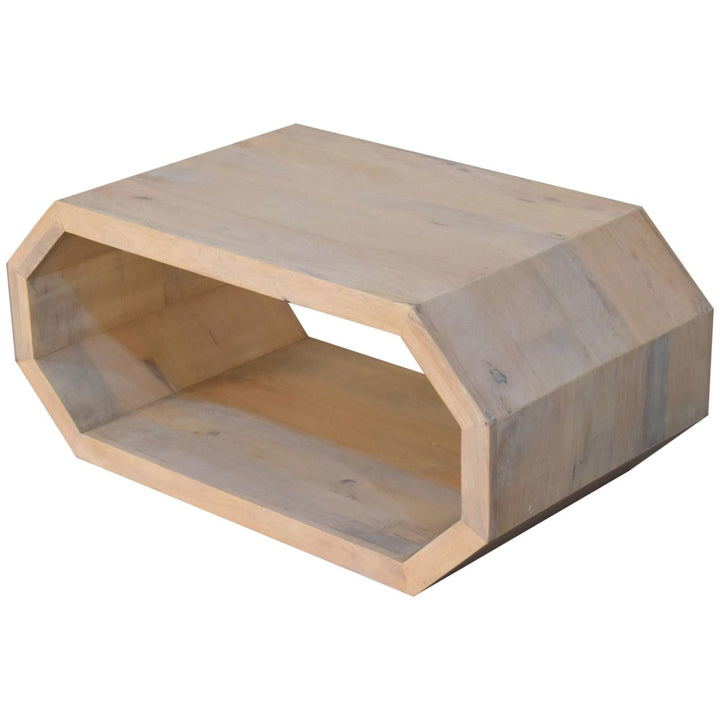 Solid Wood Hexagonal Marble Coffee Table, White