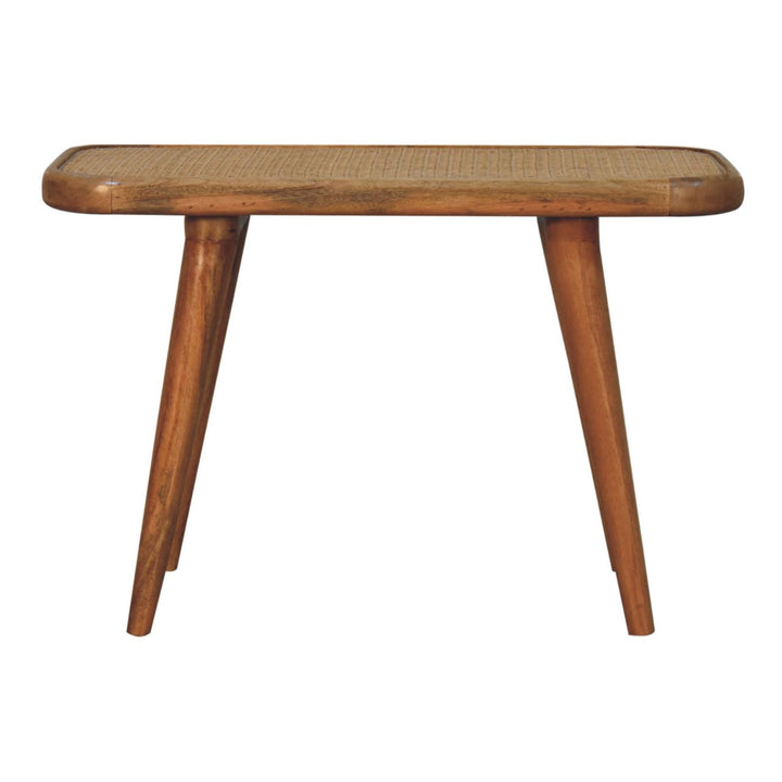 Solid Wood Larissa Rattan Bench, Beige and Brown