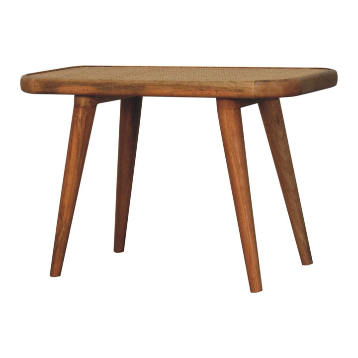 Solid Wood Larissa Rattan Bench, Beige and Brown
