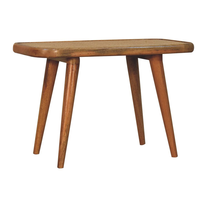 Solid Wood Larissa Rattan Bench, Beige and Brown
